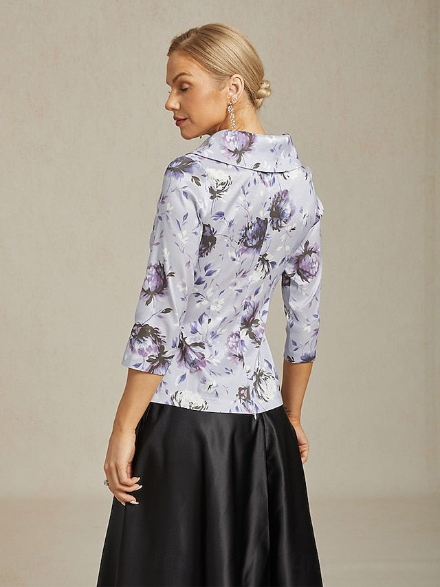 Women's Blouse Evening Tops Solid Color Plain Elegant