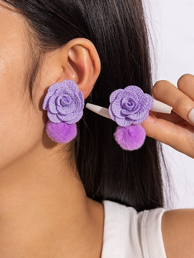 Drop - Floral Flower Earrings Oversized Women's Statement