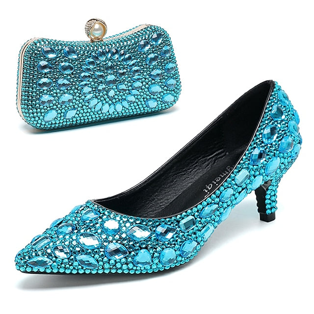 Kitten Shoes Matching Crystal-Embellished Heel and Women's