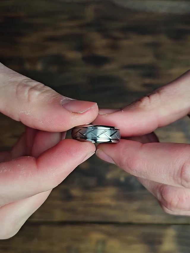 Modern Steel Men's Pattern Stainless Geometric – Rings