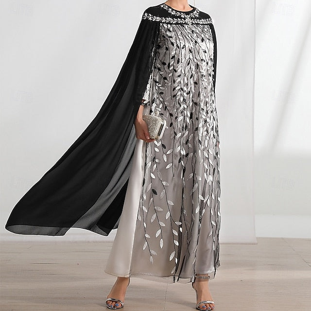 A-Line Crew Neck Cape of the Elegant Mother Bride Dress