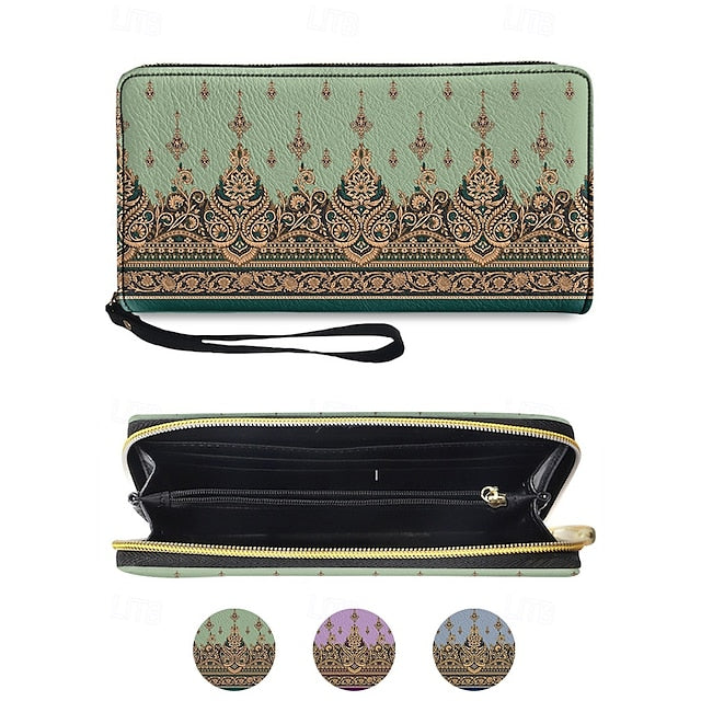 Wristlet – Floral Printed Bohemian Wallet Vintage Leather