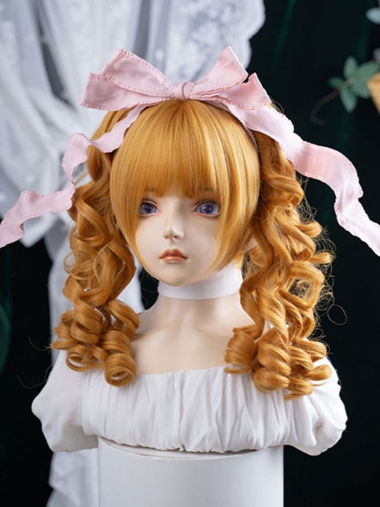 Ponytail Double Yellow 30CM Synthetic Claw Clips With Wig Length