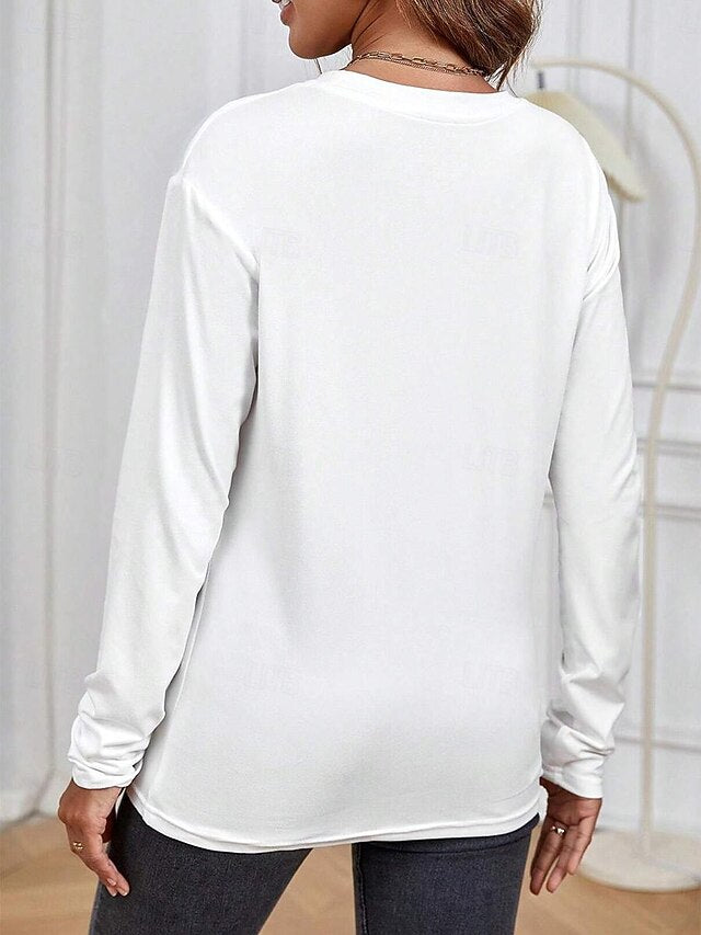 Women's 100% Cotton T Shirt Tee Daily Stylish Casual Long