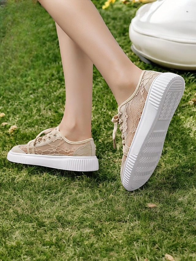 Wedding – Sneakers Floral for Casual Women Lace Bridal Shoes