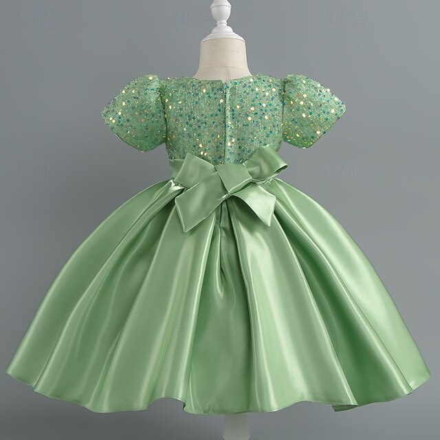 Dress Sequin Short Party Wedding Girls' Sleeve Toddler