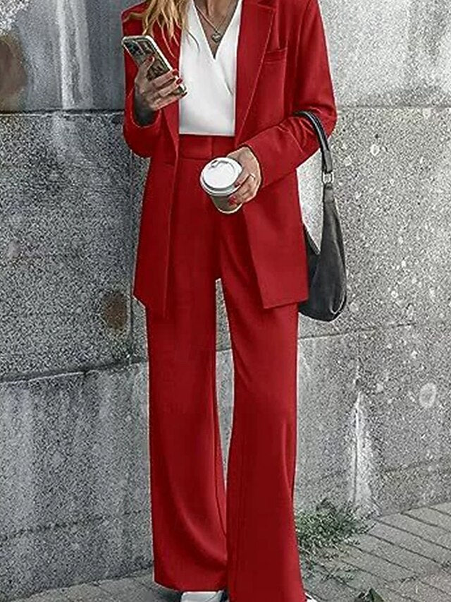 Women's Pants Sets Blazer Suits Long Sleeve Shirt Collar