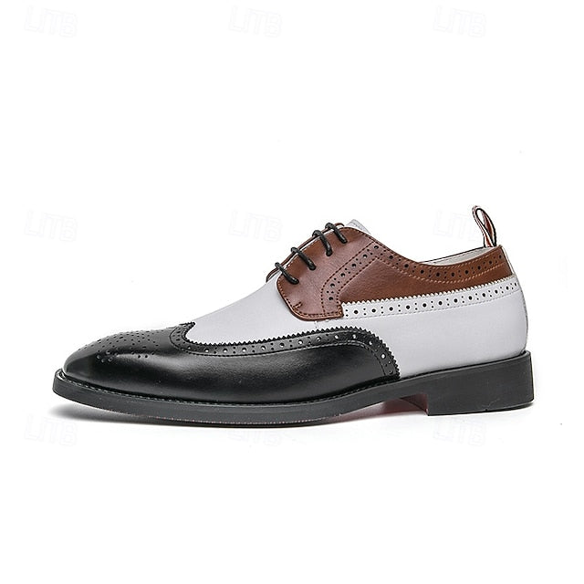 Oxford Brogue Black Men's in Wingtip Tri-Color Shoes