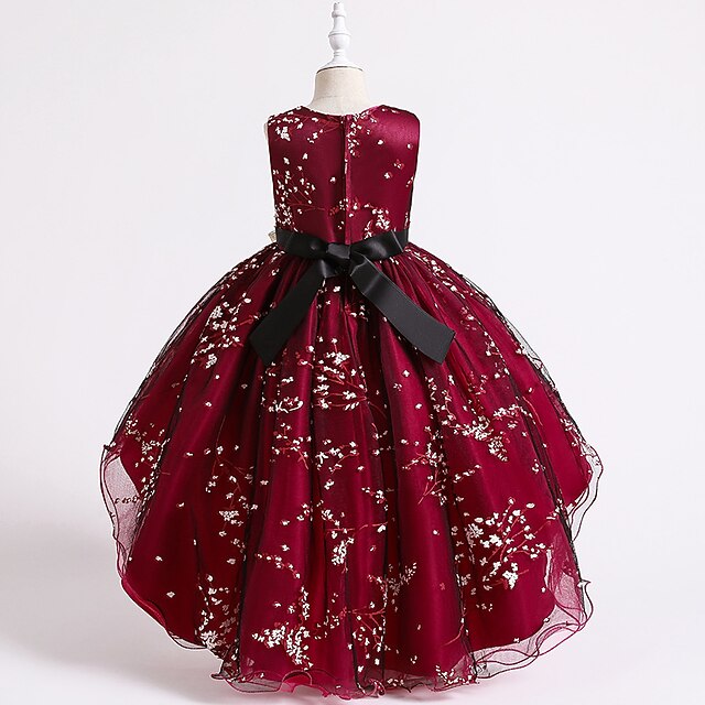 Colored Dress Solid Girls' Wedding Sleeveless Kids Floral