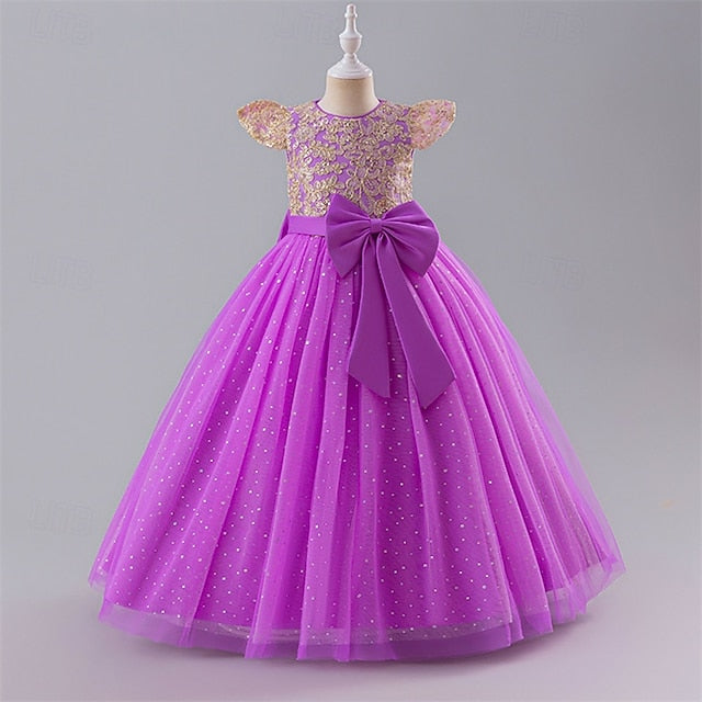 Flower Block Girl Party Color Girls' Dress Kids