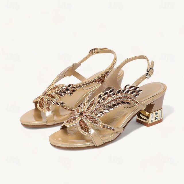 Sandals Shoes Round Toe Wedding Rhinestone Women's Party