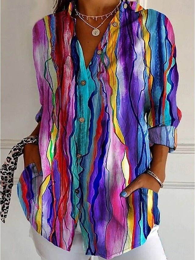 Women's Shirt Blouse Graphic Geometric Plaid Vintage