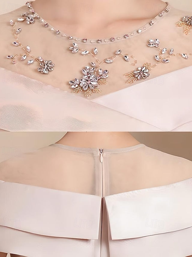 Elegant Dress the Bride Crew Length Mother Simple Tea Vintage of