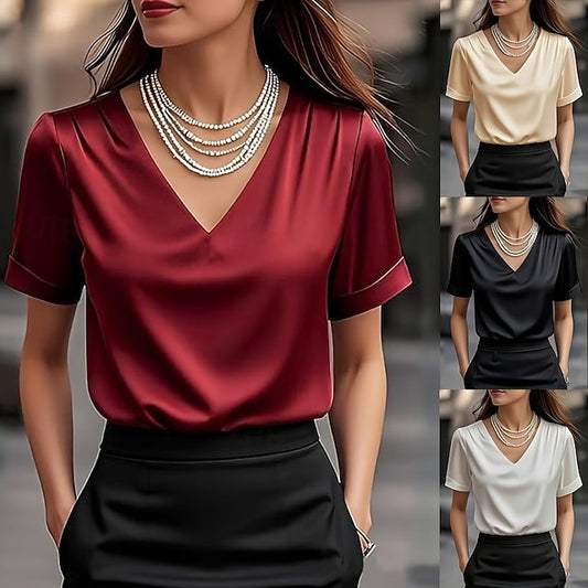 Women's Shirt Solid Color Elegant Bohemia Vintage Short