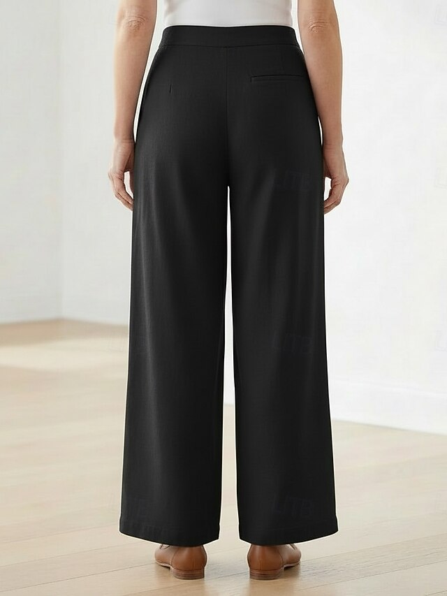70% Linen Women's Linen Pants Wide Leg Chinos Vacation