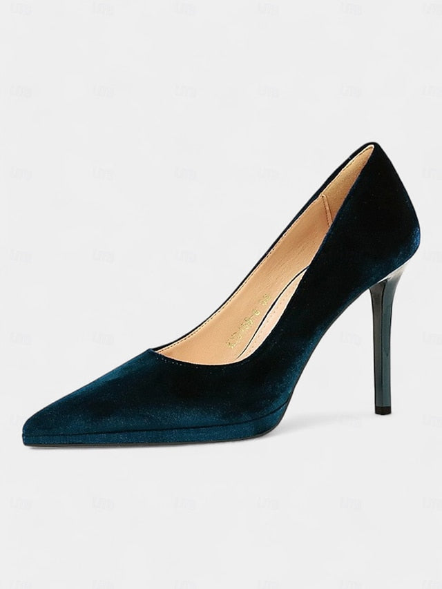 Velvet Burgundy Pumps with and Women's Heel Stiletto