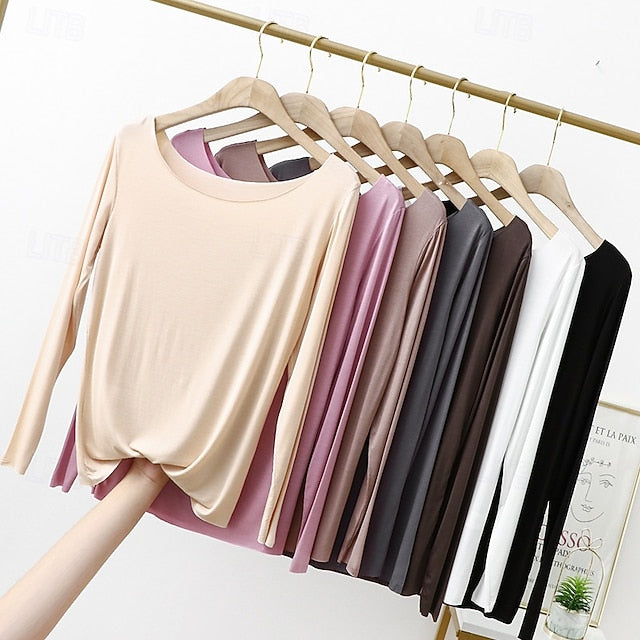 Women's T Shirt Plain Fashion Stylish Basic Long Sleeve