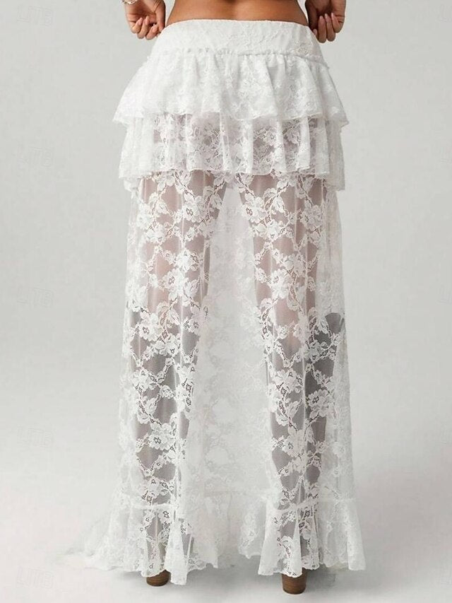 Women's Lace Skirt Fashion Sexy Casual Asymmetrical Mid