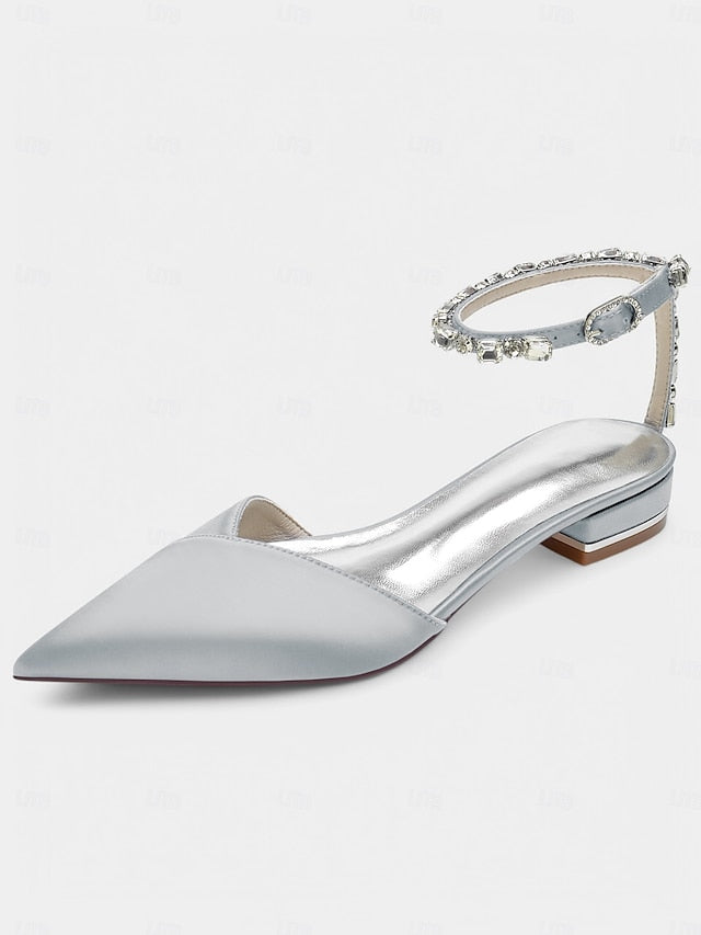 Strap with Crystal-Ankle Wedding Satin Shoes – Chic Black