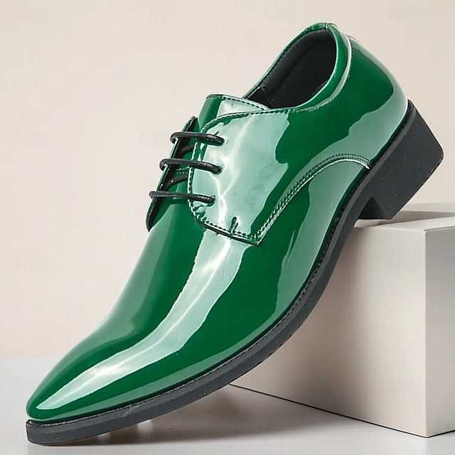 Lace-Up Formal Patent Men Shoes – for Glossy Leather Green