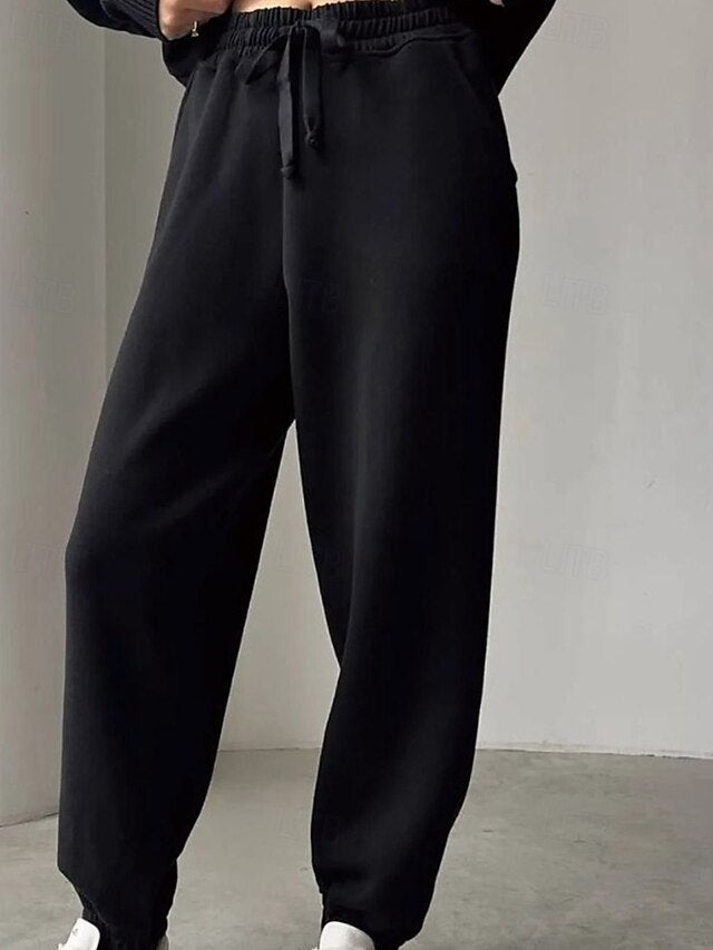 Women's Blouse Pants Sets Long Sleeve Shirt Collar Solid