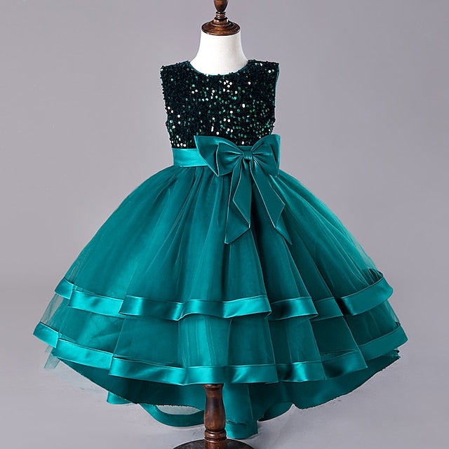 Festival Sequin Party Kids Wedding Sleeveless Dress Girls'
