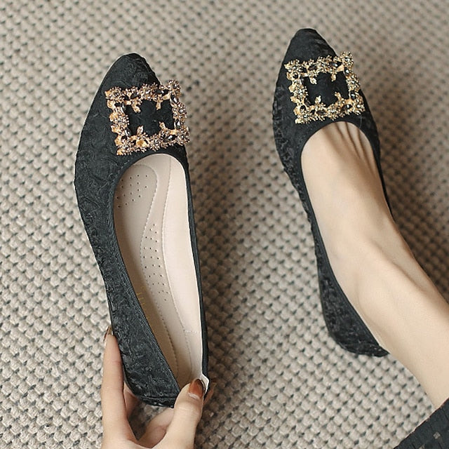 - Crystal Wedding Embellished Women's Foldable Floral Flats