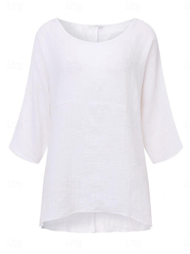 Women's Shirt Blouse Solid Color Stylish Casual 3/4 Length