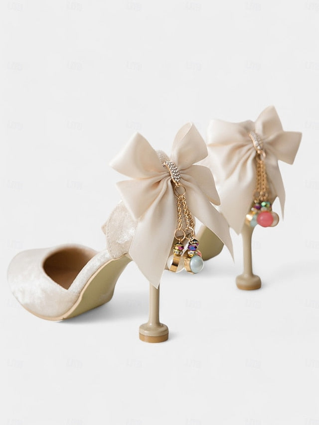 Mary Burgundy Jane Velvet and Big Women's with Heels Bow