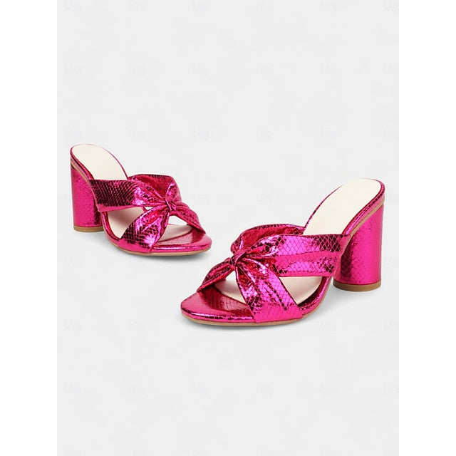 Design – Mules Women's Pink Bridal with Bow Metallic