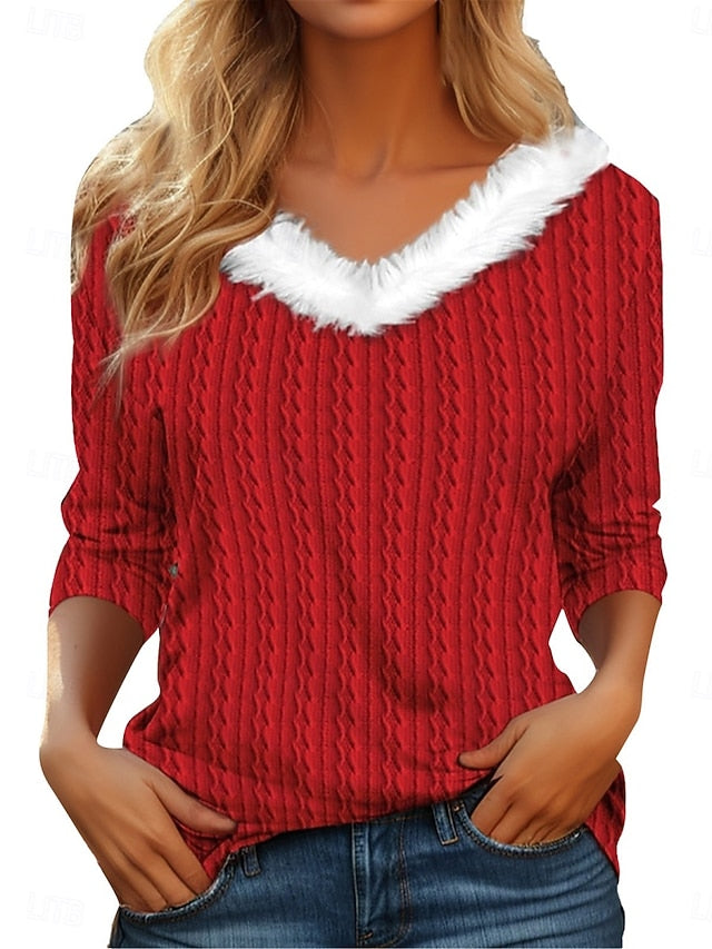 Women's Blouse Stylish Casual Long Sleeve V Neck Regular