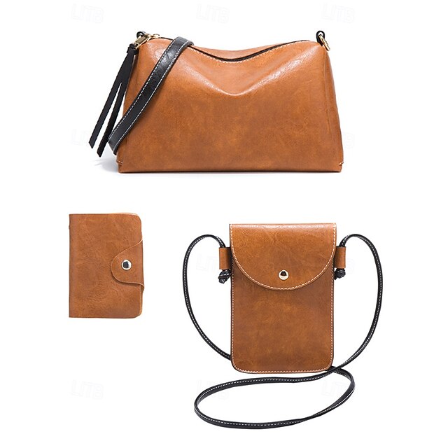 – Shoulder Handbag Set Faux Women's 4-Piece Leather Bag