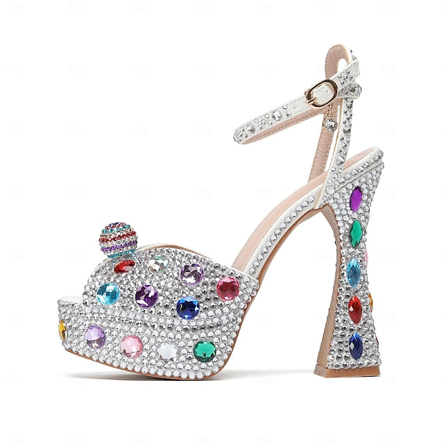 Women's Platform Sandals Rhinestone Colorful – Sparkly