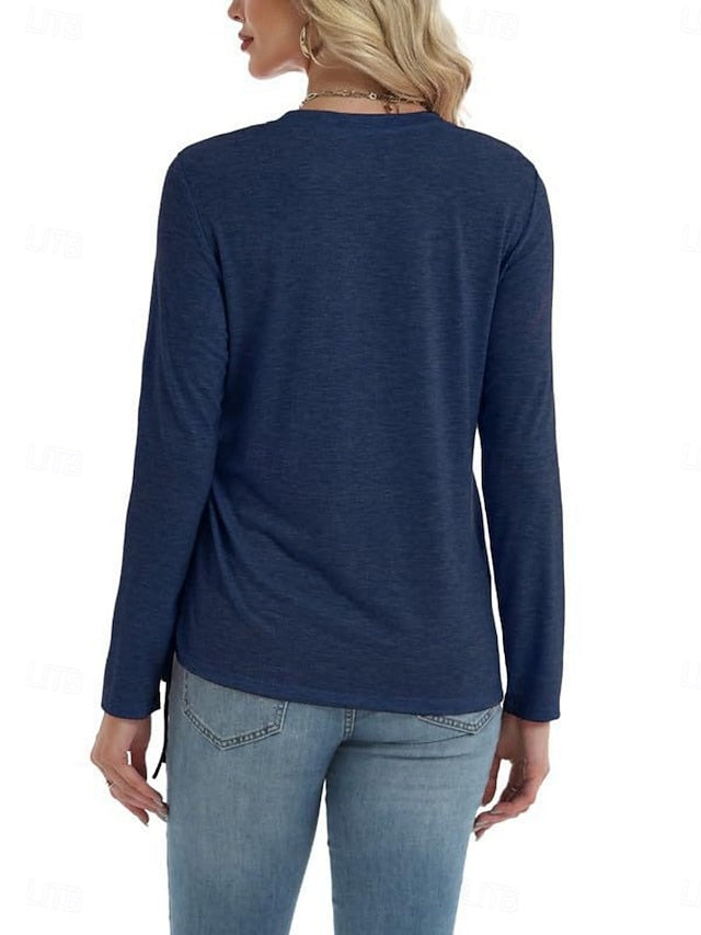 Women's Blouse Drawstring Solid Color Daily Stylish Casual