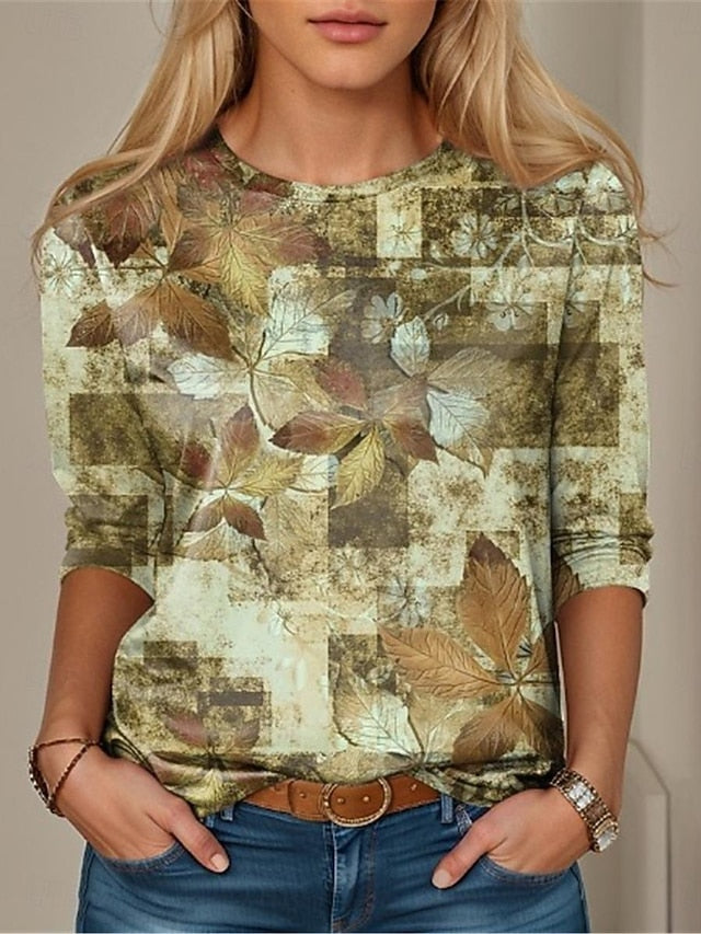 Women's T Shirt Print Color Block Geometry Fashion Modern