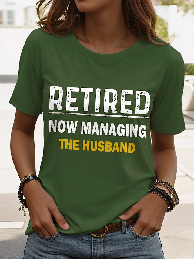 Women's T Shirt Retired Graphic Letter Vintage Stylish