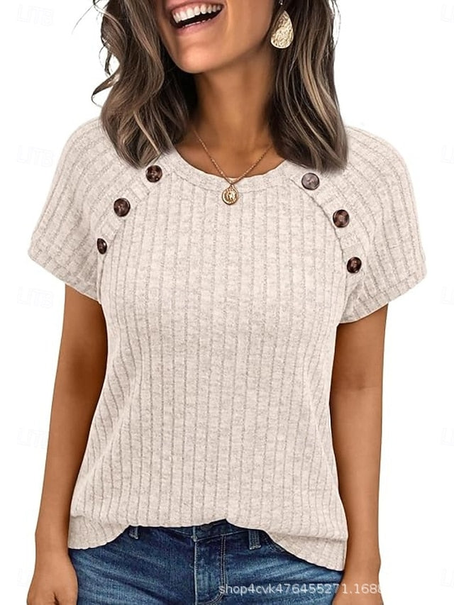 Women's Blouse Buttons Plain Active Streetwear Stylish