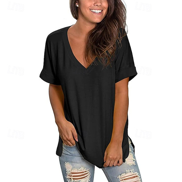 Women's T Shirt Tee Top Solid Color Graphic Plain Fashion