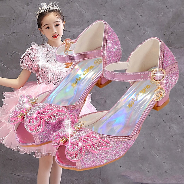 Silver Shoes – Sparkly Girls' Bowknot Glitter Princess