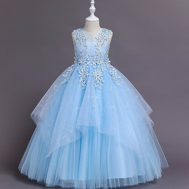 Solid Kids Dress Colored A Line Girls' Floral