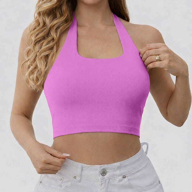 Women's Petite Athletic Tank Backless Solid Color Stylish