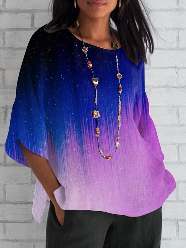 Women's Shirt Print Graphic Butterfly Color Gradient Daily