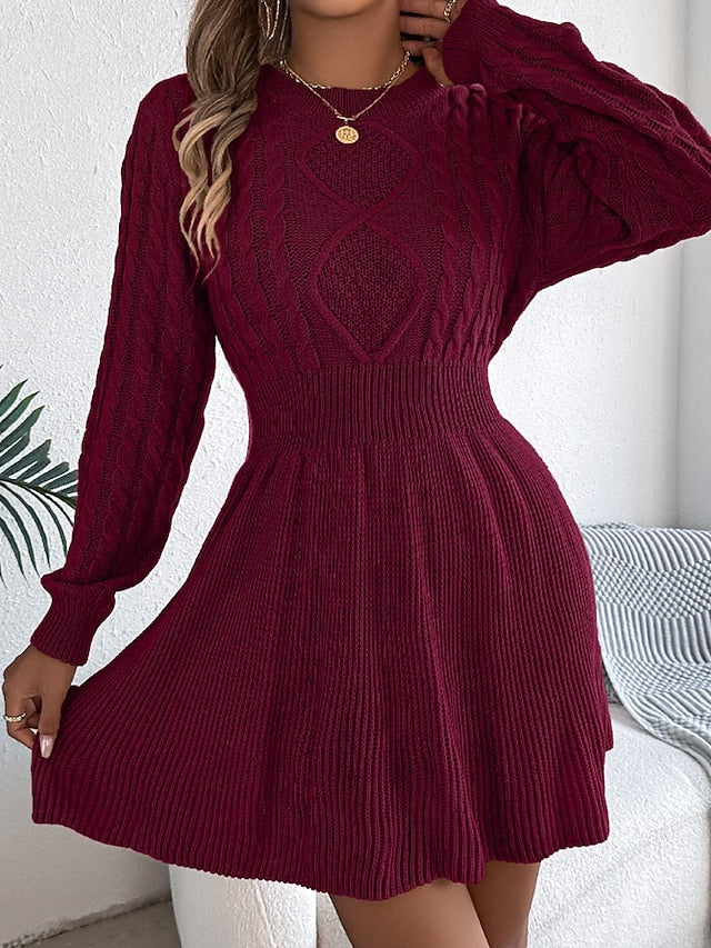 Women's Mini Dress Poly-Cotton Linen Texture Dresses