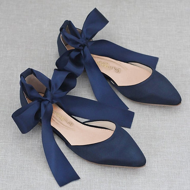 Women's Ballet – Tie Ribbon Flats Comfortable Satin