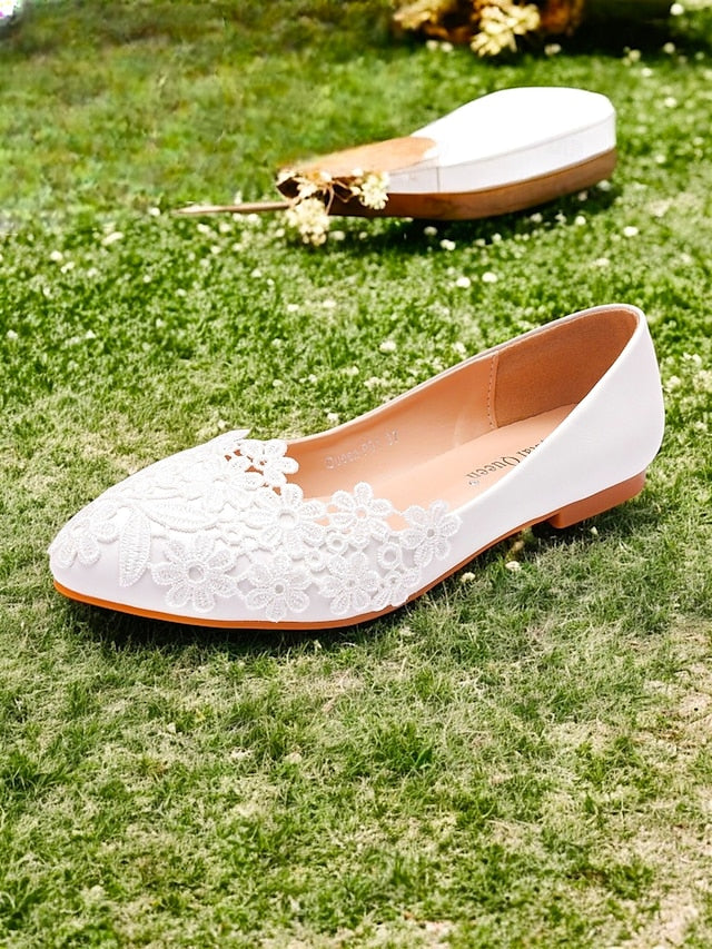 Lace Brides Ballet for White Elegant Flats – Women's