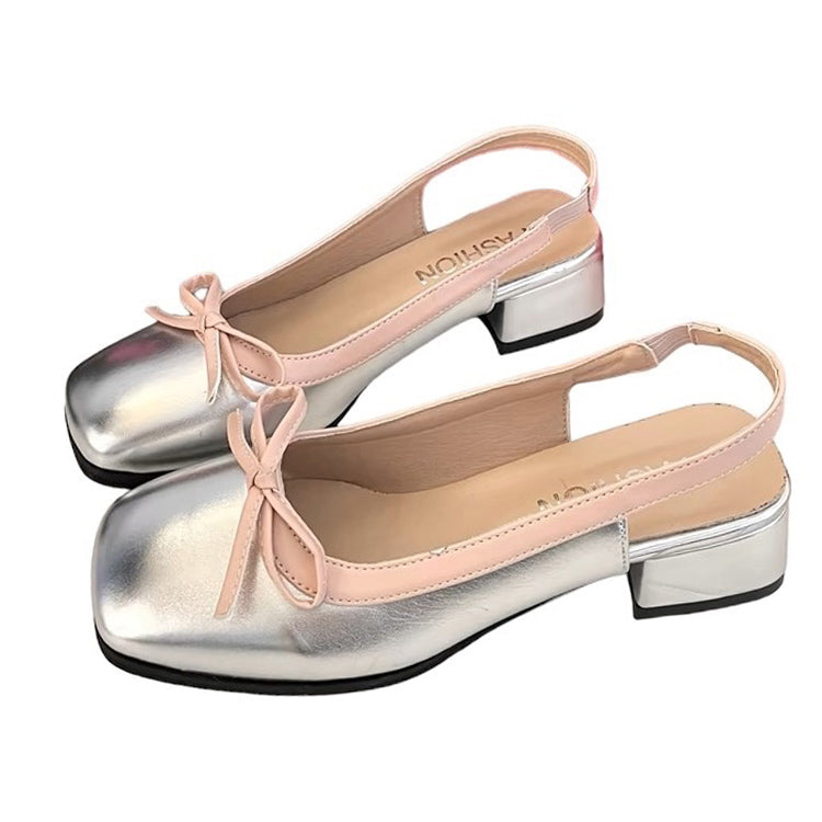 Comfort Bow Square Toe Sandals