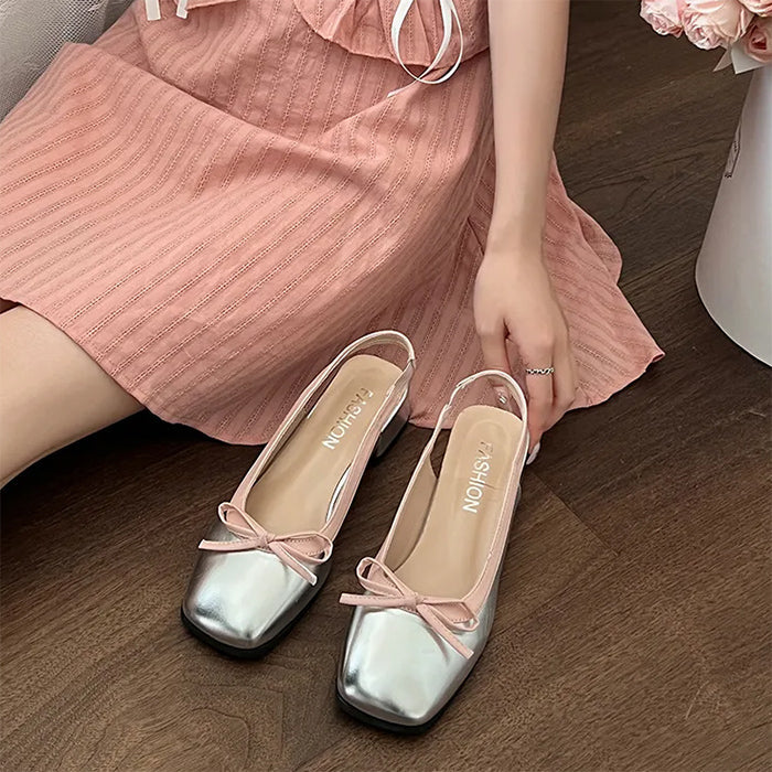 Comfort Bow Square Toe Sandals