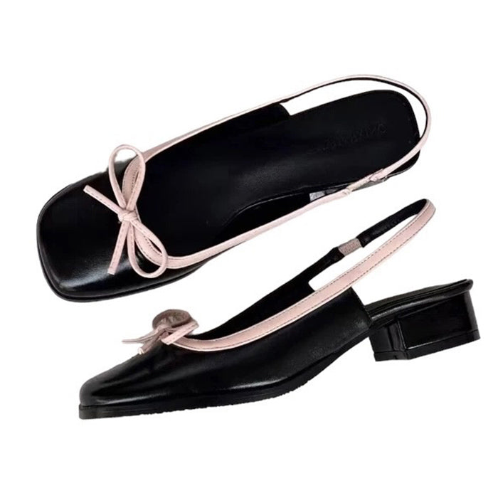 Comfort Bow Square Toe Sandals