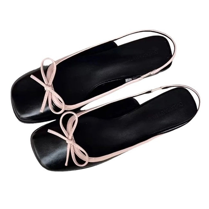 Comfort Bow Square Toe Sandals