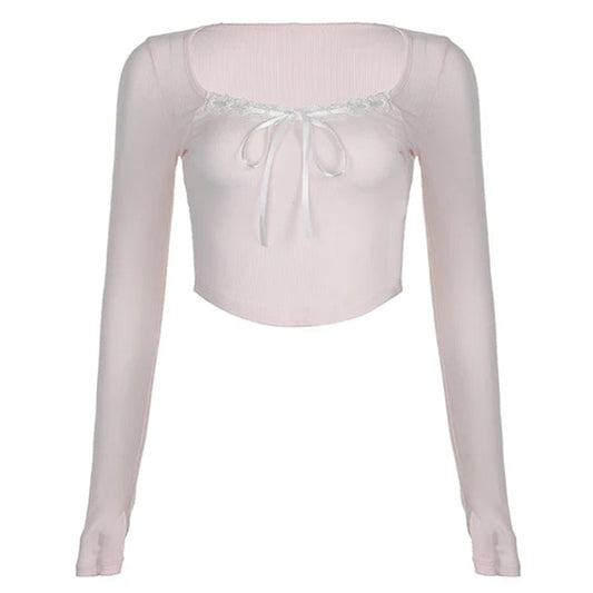 Bow Pink Long Sleeves Top